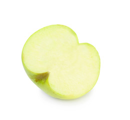 Half of fresh green apple on white background