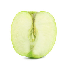 Half of fresh green apple on white background