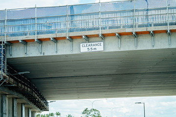 Overhead Clearance Sign On Overpass Under Construction