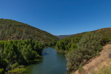 river bend off Lake Berryessa in the Napa Valley mountains on a beautiful day for a outing