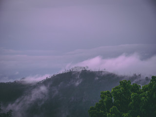 Mountain with clouds and fog