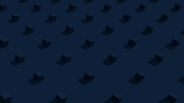 Isometric Cube Animation. Dark Blue cubes walking synchron. Simple cube animation. Unsatisfying Animation