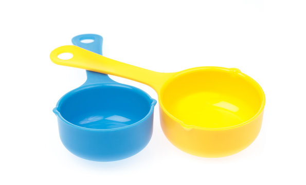 set of plastic scoop utensil  isolated on white background