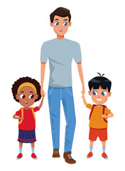 Family single father with kids