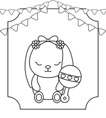 cute little bunny baby with jingle bell and garlands