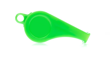 green blue whistle isolated on white background