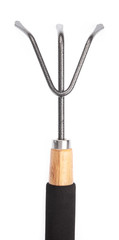 a black rake steel isolated on white background.