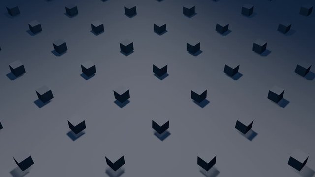 Isometric Cube Animation. Dark Blue cubes walking synchron. Simple cube animation. Unsatisfying Animation