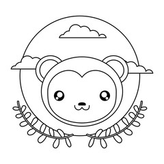 cute little monkey baby with crown leafs