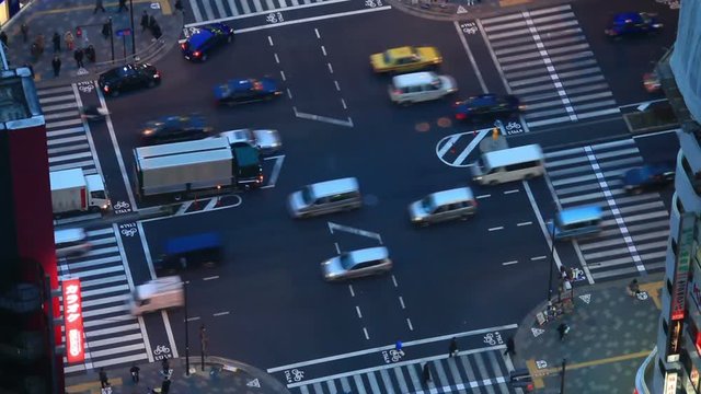 Timelapse shot of Daimon intersection at night, Minato, Tokyo, Japan