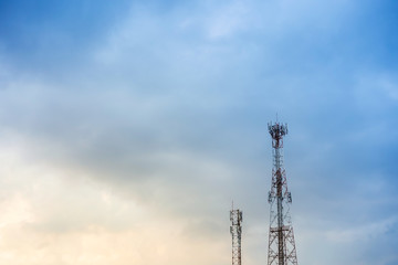 Photograph of the Telecommunication towers during the beautiful day close up.