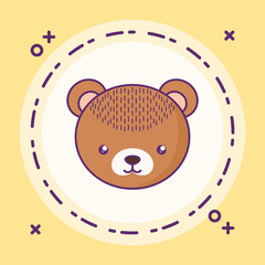 head of cute little bear baby in frame circular