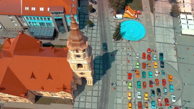 Aerial view of slovak town Zvolen during a city holiday
