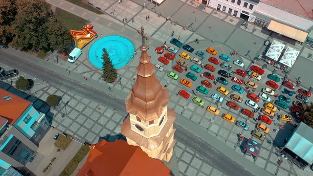 Aerial view of slovak town Zvolen during a city holiday
