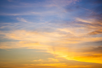 Wonderful color in the sky during the sunrise close up.  Sky background with cool and warm color tone.