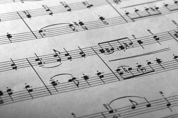 Music Notes on Staves Close-Up