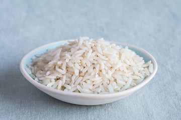 Uncooked White Rice in a Bowl