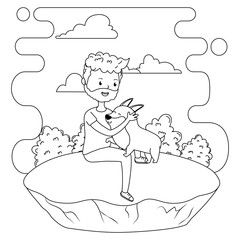 Boy with dog cartoon design
