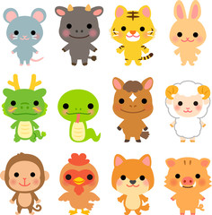 かわいい十二支のイラストセット