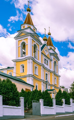 Cathedral of the Archangel Michael in Mazyr, Belarus - vertical image