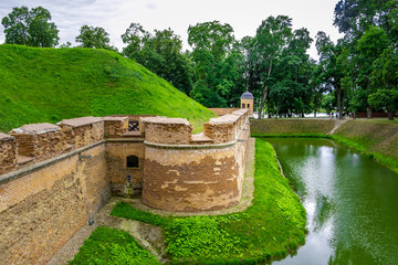 Fototapeta na wymiar Moat around Nesvizh Radziwill Castle in Belarus
