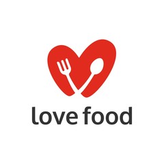 Love food logo vector design template in isolated white background