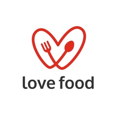 Love food logo vector design template in isolated white background