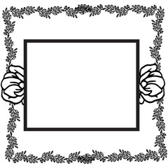 Card style with rose flower frame black and white. Vector