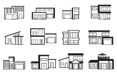 Modern House Home Real Estate Icon Symbol Flat Color Element
