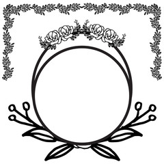 Round shape rose wreath frame, place for text. Vector