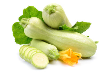 Fresh zucchini on a white background
