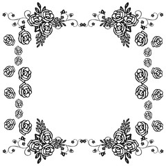 Element elegant for design style leaves and rose flower frame. Vector