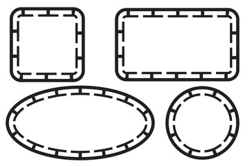 Simple Vector Black Square Rectangle Circle and Oval Frame for Certificate, Placard Go Xi Fat Cai, Imlek Moment or other China Related, at White Background