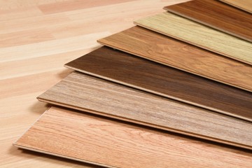Spread of wooden flooring samples
