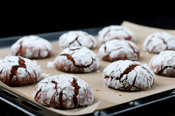 cookies chocolate cracks freshness. tasty dessert concept. cookies for holidayand christmas