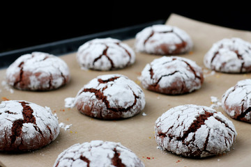 cookies chocolate cracks freshness. tasty dessert concept. cookies for holidayand christmas