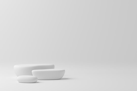 3d Render Abstract Mock Up Scene. White Podium And White Background For Product.