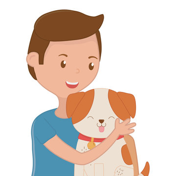 Boy with dog cartoon design