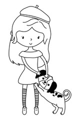 Girl with dog cartoon design