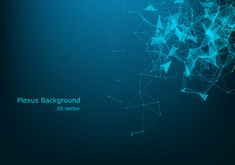 Plexus Lines And Particles Background. Vector Technology Illustration Of Futuristic Polygonal Cyber Structure. Data Connection Concept.