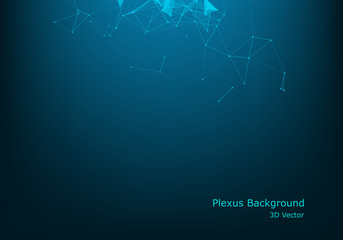 Plexus Lines And Particles Background. Vector Technology Illustration Of Futuristic Polygonal Cyber Structure. Data Connection Concept.