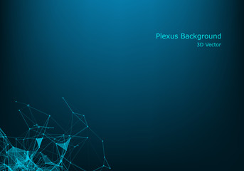 Plexus Lines And Particles Background. Vector Technology Illustration Of Futuristic Polygonal Cyber Structure. Data Connection Concept.
