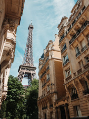 Fototapeta na wymiar Eiffel tower in the cityscape’s background