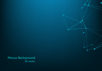 Abstract vector illuminated particles and lines. Plexus effect with spectrum colors. Futuristic vector illustration. Polygonal Cyber Structure With Lens Flare Light Rays. Data Connection Concept.