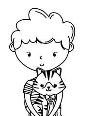 Boy with cat cartoon design