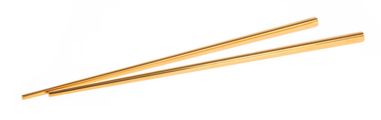 Gold Chopsticks isolated on white background