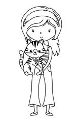 Girl with cat cartoon design