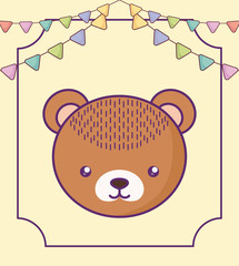 head of cute little bear baby with garlands