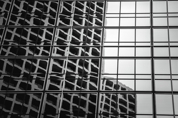 Obraz premium Hong Kong Commercial Building Close Up; Black and White Tone
