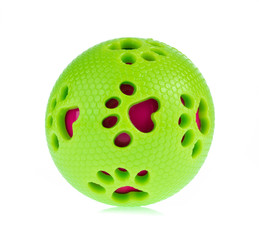 Green ball toy for pet isolated on white background